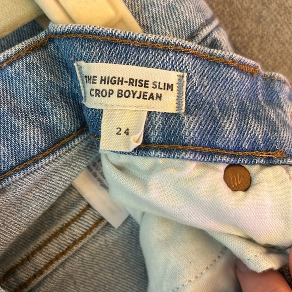 Madewell The High-Rise Slim Crop Boyjean Size 24 - Picture 6 of 6